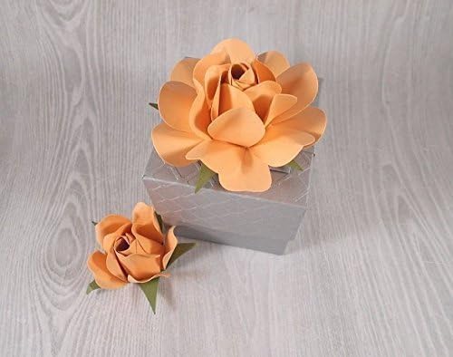 Wedding Gift Boxes with Peach Flower and Rosebud, Bridesmaid's Favor Boxes, Christening Favors, Bonbonniere - Set of 12