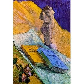 Vincent Van Gogh Still Life with Plaster Statuette a Rose and Two Novels Art Print Poster - 13x19