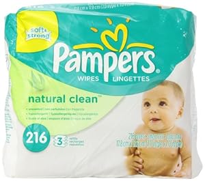 Pampers Natural Clean Wipes 3x Refill 216 Count