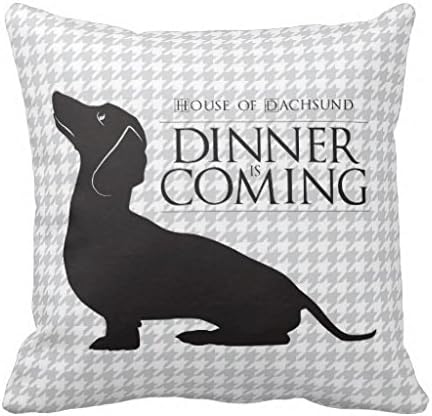 House Dachshund "Dinner is Coming" throw Square Pillow Sham Cushion Cover 18X18