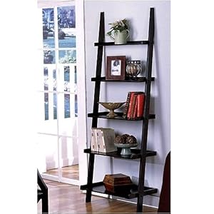Five-tier Black Ladder Bookshelf