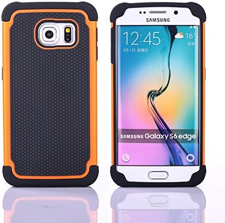 Samsung Galaxy s6 Edge , Lenboken(TM) Armor box Protective Case Cover for Galaxy S6 Edge (Orange/Black)