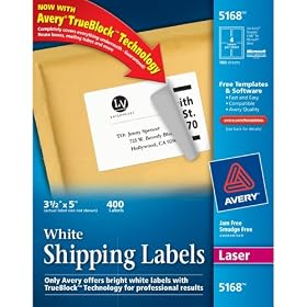 Avery Shipping Labels for Laser Printers with TrueBlock Technology, 3.5 x 5 Inches, White, Box of 400 (05168) by 