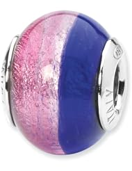 Sterling Silver s Pink/blue Italian Murano Bead by Reflection Beads, Best Quality Free Gift Box Satisfaction Guaranteed