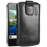mumbi ECHT Leder Tasche iPhone 4 4S H�lle Etui mit Ausziehhilfe / Ledertasche mit Lasche + R�ckzugfunktionvon "mumbi�"