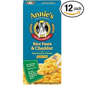 Annie's Homegrown Gluten-Free Rice Pasta & Cheddar Mac & Cheese, 6-Ounce Boxes (Pack of 12)