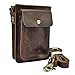 Le'aokuu Mens Genuine Leather Fanny Messenger Shoulder Satchel Waist Bag Pack (Dark Brown)