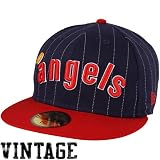 MLB New Era Los Angeles Angels of Anaheim 59Fifty Pin Script Fitted Hat - Navy Blue (7 5/8)