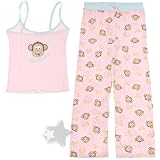 Monkey Print Pink Cotton Pajamas for Juniors