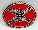 Redneck Women Red Enamel Pewter Belt Buckle with Rebel Flag