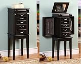 Nathan Direct J1005ARM-S-BLK Granada 5 Drawer Jewelry Armoire - BLACK