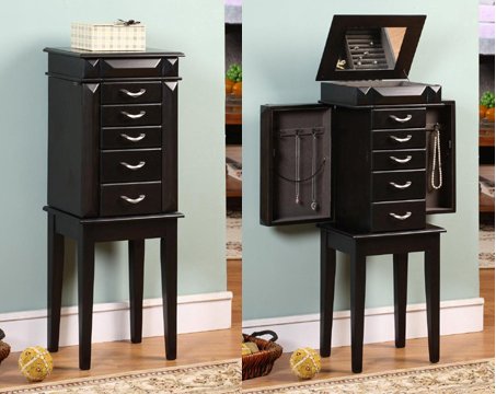 Nathan Direct J1005ARM-S-BLK Granada 5 Drawer Jewelry Armoire - BLACK