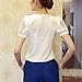 Finejo Women V Neck Chiffon Shirt Hollow Short Sleeve Blouse