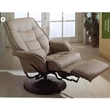 Leatherette Bone Cushion Recliner