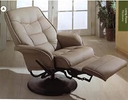 Light Brown Leatherette Swivel Recliner Chair w Tilt Back Function discount price