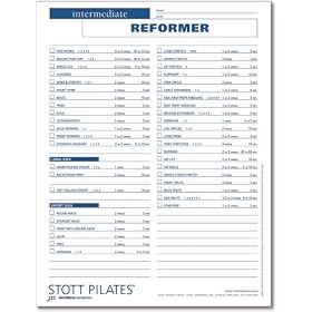 Stott Pilates Intermediate Reformer Client Workout Sheets by
