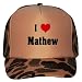 I Love/Heart Mathew Adult Brown Camo Mesh Back Hat / Baseball Cap