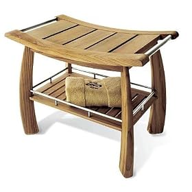 New Grade A Teak Shower / Bath Room / Pool Bench with Shelf