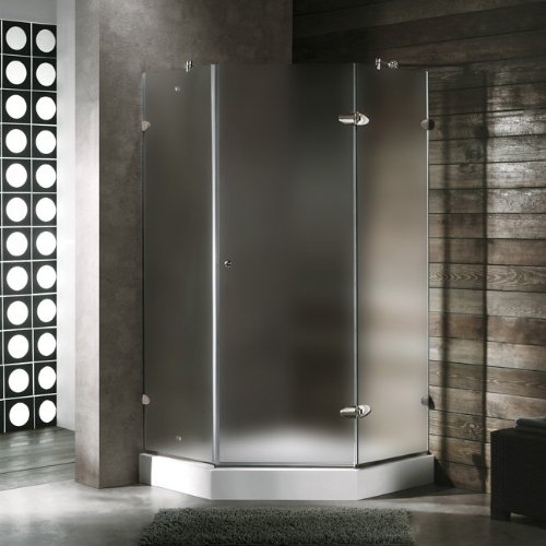 Vigo VG6061CHMT40WL-Chrome 40 x 40 Frameless Neo-Angle 3/8 Frosted/Chrome Shower Enclosure with L