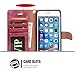 iPhone 7 Case, Moze iPhone 7 Wallet Case [4 Card Slots ] [Wrist Strap] [Stand Feature] PU Leather Flip Wallet Case Cover for iPhone 7 (4.7) - Wine Red