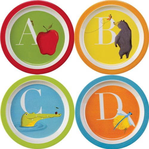 Childrens Toyshop  Toys : Crocodile Creek's Natural World ABC 4 Piece Children's Melamine Plate Set