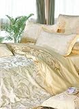 4-pc Elegant Apricot Artifical Silk Duvet Cover Bedding Set Full / Queen Si ....
