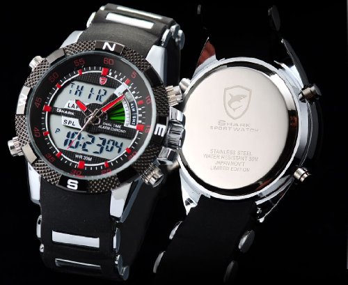 Купить SHARK Mens Army Dual Time LCD Alarm Chronograph Sport Wrist
