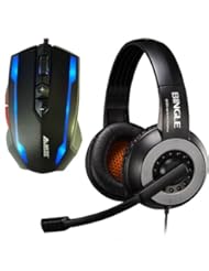 PC Accessory: Bingle? B326E Stereo PC Notebook Pro Gaming Headset + A-jazz? Ray Eagle 2400DPI 7D Wired USB Optical LED Light Gaming Mouse Wired Gaming Mouse (Blue) Bundles Gaming Set - Gaming