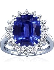 Platinum Cushion Cut Blue Sapphire Ring With Sidestones (GIA Certificate)