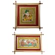 Set of 2 Framed Ganesh Paintings with Red Border