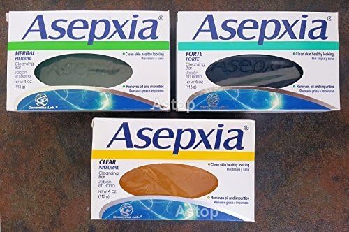 Asepxia Herbal + Clear + Forte Soaps Cleansing Bars Combo. Removes Oil & Impurities (3 Pack).. Astop by Astop.