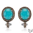 FPJ Exquisite Earrings With 2.20ctw Precious Stones - Genuine Diamonds and Turquoises Beautifully Crafted in 14K White Gold. Total item weight 7.0g Length 22mm