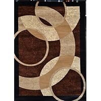 1052 Brown 2'2x7'6 Area Rugs Modern Contemporary Abstract Black Ivory Beige Carpet