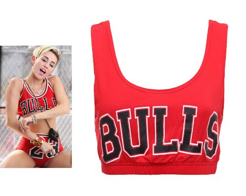 Forever Womens Celeb Miley Cyrus Inspired Bulls Print Sport Bra Crop Top