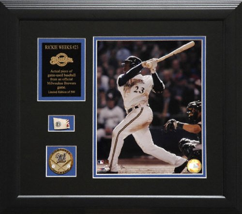 Rickie Weeks Milwaukee Brewers Framed 8x10 Photograph with Game-Used Baseball Piece & Medallion