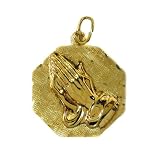 14K Gold Hands in Prayer Vintage Religious Medal