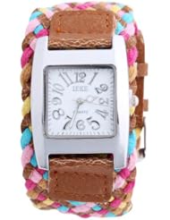 IEKE Colourful Braided Weaved Rope Band Quartz Lady WristWatch Wrist Watch