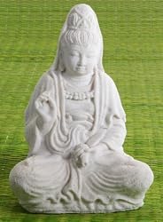 White Casted Stone Kuan-Yin Statue