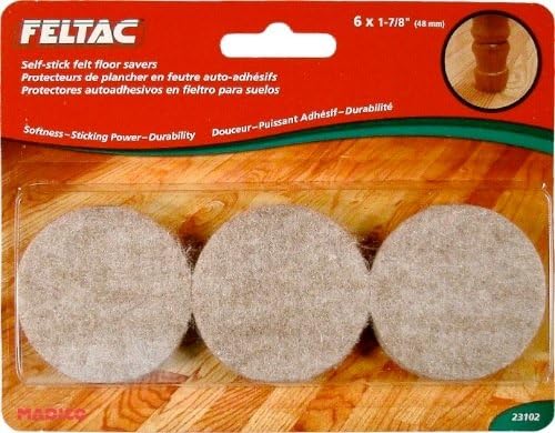 MadicoHeavy Duty Self Adhesive Felt Round Floor Saver Pack of 6 Pc. 1-7/8" (48mm) Round,