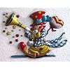 Wanddeko Clown mit Trte und Herzballon Karneval Dekoration