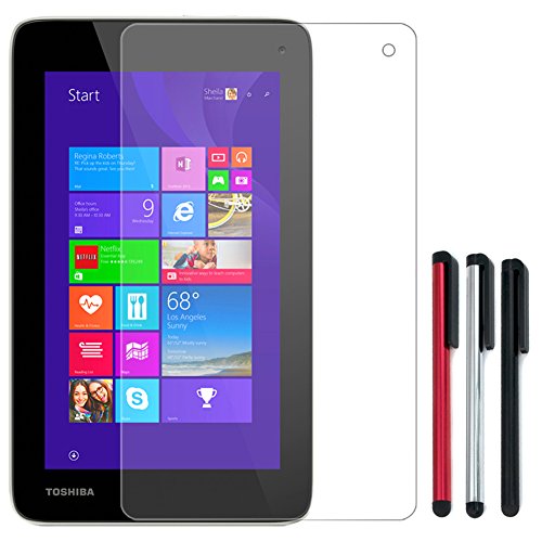 BIRUGEAR Toshiba Encore Mini Screen Protector, Premium HD Crystal Clear LCD Screen Protector for Toshiba Encore Mini WT7-C (WT7-C16 / C32 ) 7-inch Windows 8.1 Tablet + 3pcs Universal Stylus