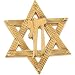 18K Yellow Gold Star of David Lapel Pin with Chai - 23.25x20.25mm