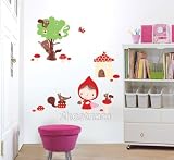 Home Decor Mural Art Wall Paper Stickers Decal-The Little Red Riding Hood