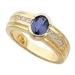 14K Yellow Gold Iolite and Diamond Ring