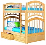 IMAGE OF Windsor Twin over Twin Bunk Bed Natural Maple with Raised Panel Bed Drawers