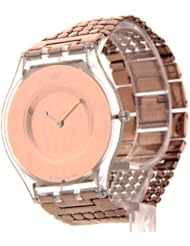 Womens Swatch Paved In Bronze Swiss Slim Dress Mesh Band Watch Sfk129b