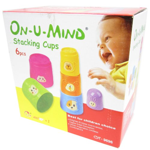 GSI Quality Educational Intelli-Build Series Stacking Cartoon Cups Game, 6 Pieces - For Babies, Toddlers And Young Children