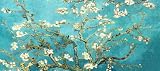 LARGE FLORAL CANVAS ART VAN GOGH BLOSSOM TREE BLUE AND WHITE BOX CANVAS 44 X 20 INCHES