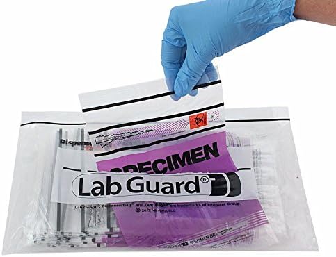 Lab Guard MGTZ69PUR Polyethylene (LDPE/LLDPE Blend) Color Coded Specimen Bag with TearZone Destroyable Biohazard Symbol (Pack of 1000)