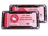 A Set of 2 Plastic Glitter Automotive License Plate Frame - Sanrio Love Hello Kitty Hearts
